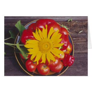 Tomatoes Red Pepper Sunflower Greeting Card