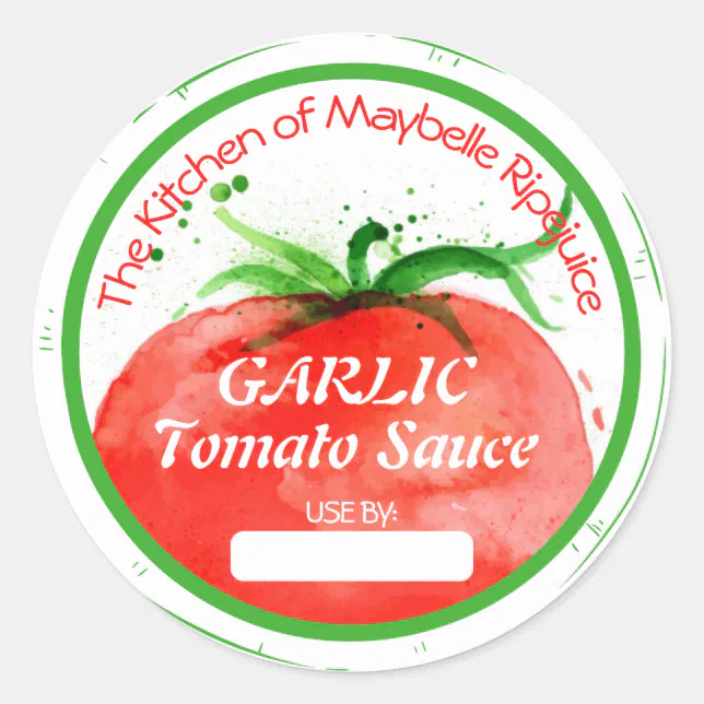 Tomato Source Sticker Design Tomatoes tomato sauce salsa home canning classic round sticker | Zazzle