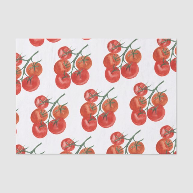 Tomatoes Watercolor White Gift Tissue Paper (Front)