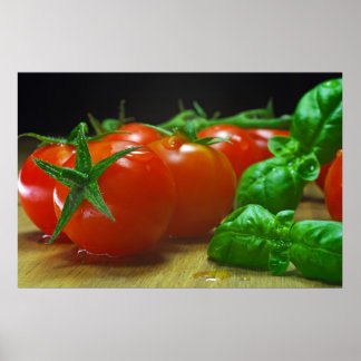 tomatoes with fresh herbs poster