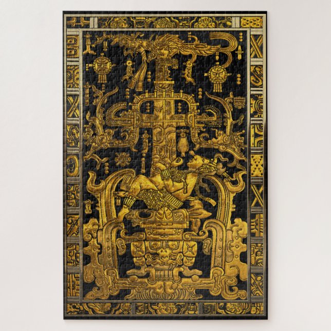 Tomb of Pakal - Gold Palenque Astronaut Jigsaw Puzzle (Vertical)