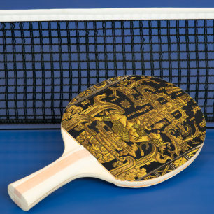 Tomb of Pakal - Gold Palenque Astronaut Ping Pong Paddle