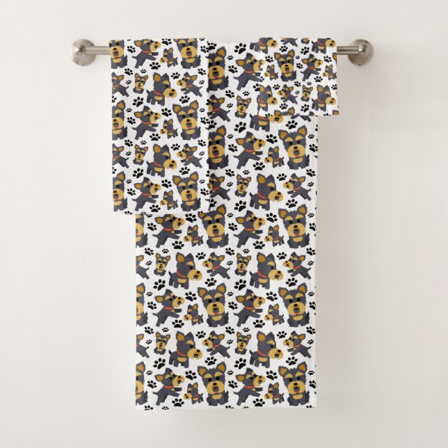 Tomboy Toy Yorkie Yorkshire Terrier Pet Puppy Dog Bath Towel Set (Insitu)