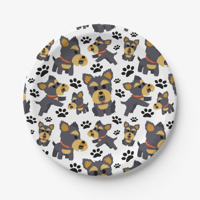 Tomboy Toy Yorkie Yorkshire Terrier Pet Puppy Dog Paper Plates (Front)