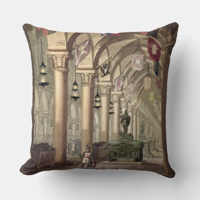 Tombs of the Knights Templar, c.1820-39 (aquatint) Throw Pillow (Front)