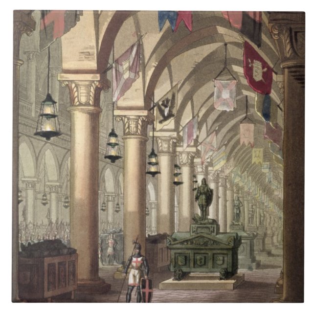 Tombs of the Knights Templar, c.1820-39 (aquatint) Tile (Front)