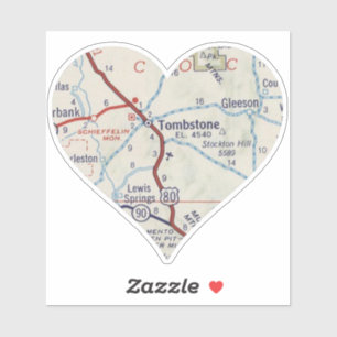 Tombstone Arizona Vintage Map Sticker