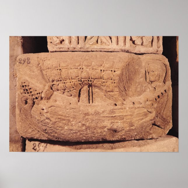 Tombstone depicting a fishing boat poster (Front)