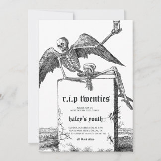 Tombstone RIP Twenties 20s Funny 30th Birthday Invitation