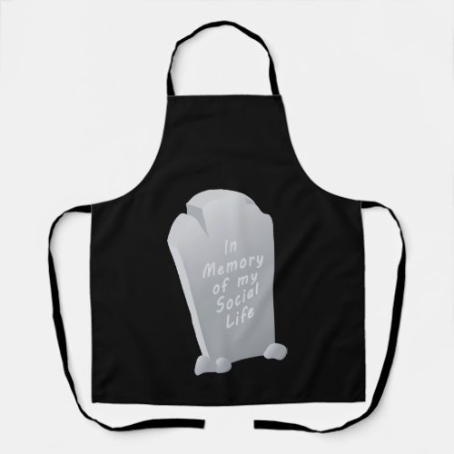 Tombstone with funny epitaph for Halloween Apron