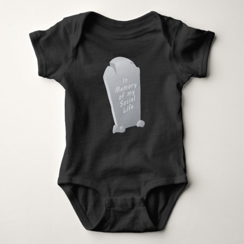 Tombstone with funny epitaph for Halloween Baby Bodysuit