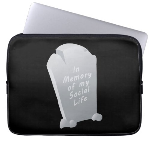 Tombstone with funny epitaph for Halloween Laptop Sleeve