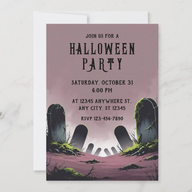 Tombstones Halloween Party Invitation (Front)