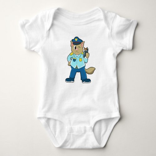 Tomcat as Police officer with Uniform  Microphone Baby Bodysuit