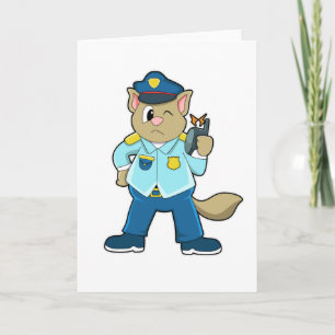 Tomcat as Police officer with Uniform & Microphone Card