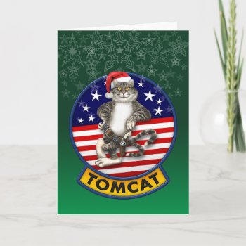 Tomcat Mascot Christmas Holiday Card by tempera70 at Zazzle