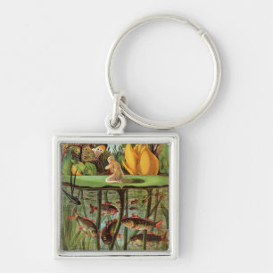 Tommelise very desolate on the water lily leaf, in keychain