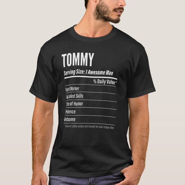 Tommy Serving Size Nutrition Label Calories T-Shirt (Front)