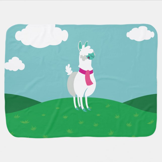 Tommy the Llama Swaddle Blanket (Horizontal)