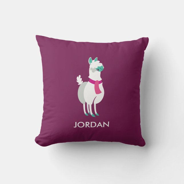 Tommy the Llama Throw Pillow (Front)
