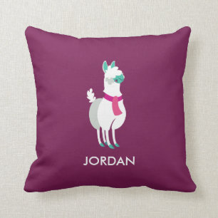 Tommy the Llama Throw Pillow
