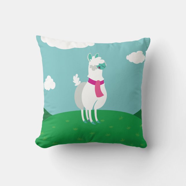 Tommy the Llama Throw Pillow (Front)