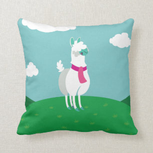 Tommy the Llama Throw Pillow