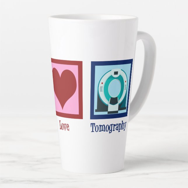 Tomographer Peace Love Tomography Latte Mug (Right Angle)
