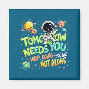 Tomorrow Needs You Motivational Space Astronaut Gr Magnet