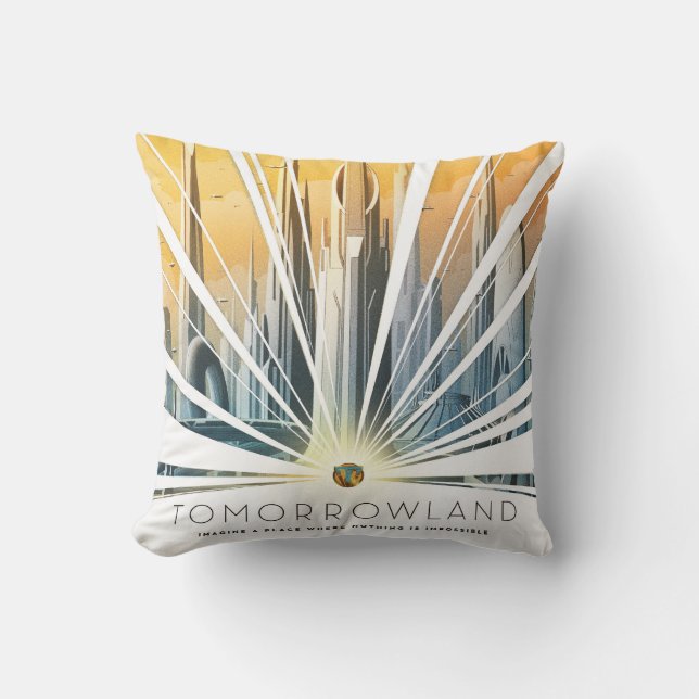 Tomorrowland City Poster Throw Pillow (Front)