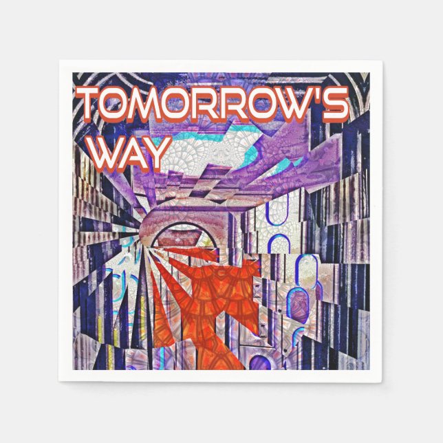 Tomorrow's Way Today Retro Future Art Napkins (Front)