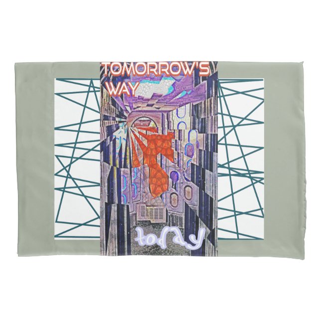 Tomorrow's Way Today Retro Future Art Pillow Case (Front)