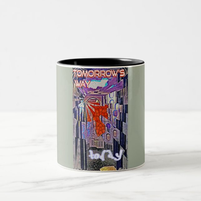 Tomorrow's Way Today Retro Future Art Two-Tone Coffee Mug (Center)