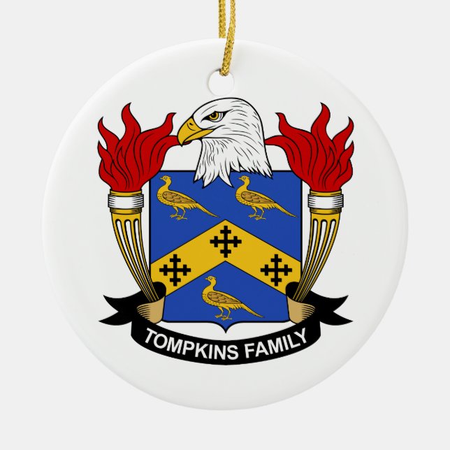 Tompkins Family Crest Ceramic Ornament (Front)