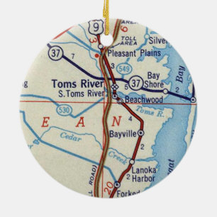 Toms River NJ Map Ceramic Ornament