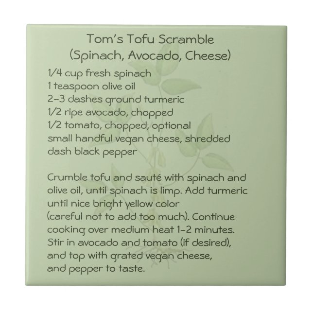 Tom's Tofu Scramble Tile (Front)