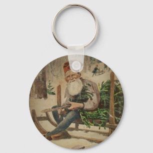 Tomte Trims the Tree Keychain
