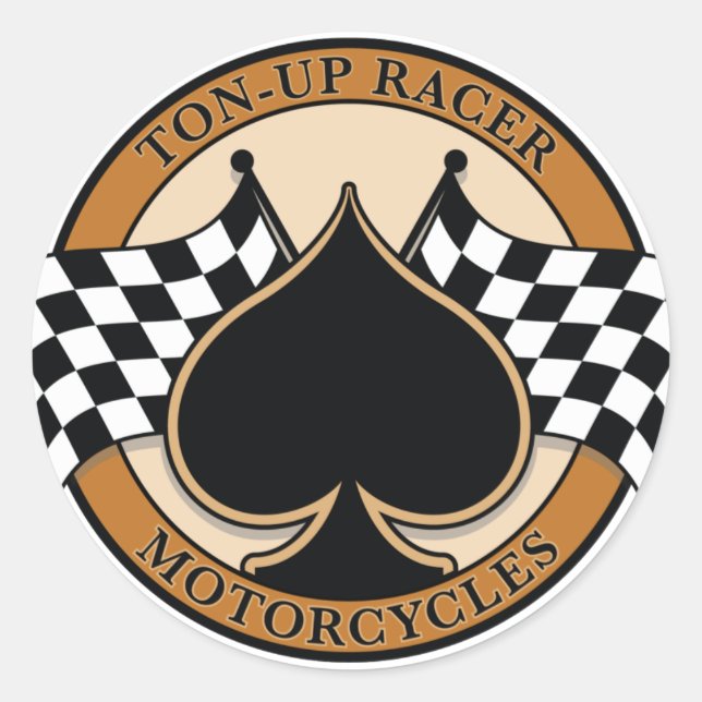 Ton-up Racer Motorcycles Classic Round Sticker (Front)