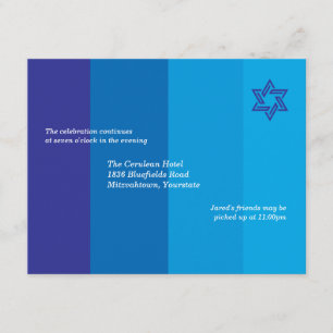 Tonal Blue Bar Mitzvah Reception Invitation