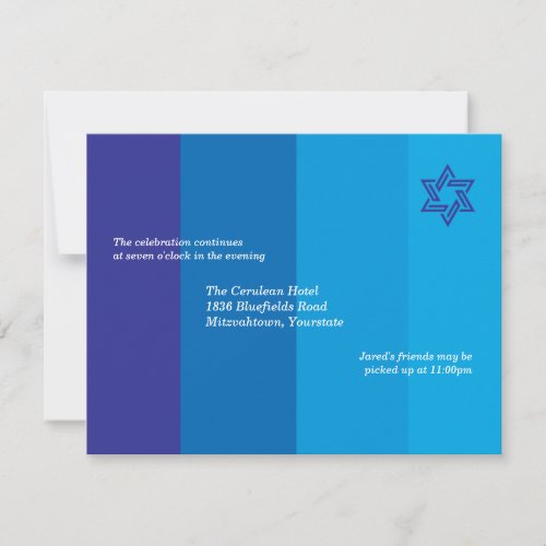 Tonal Blue Bar Mitzvah Reception Invitation