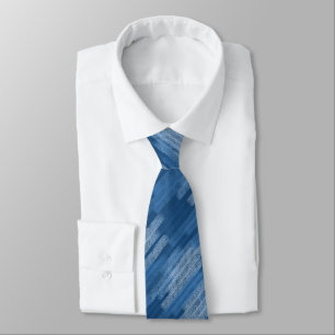 Tonal Blue Diagonal Chalk Lines Neck Tie