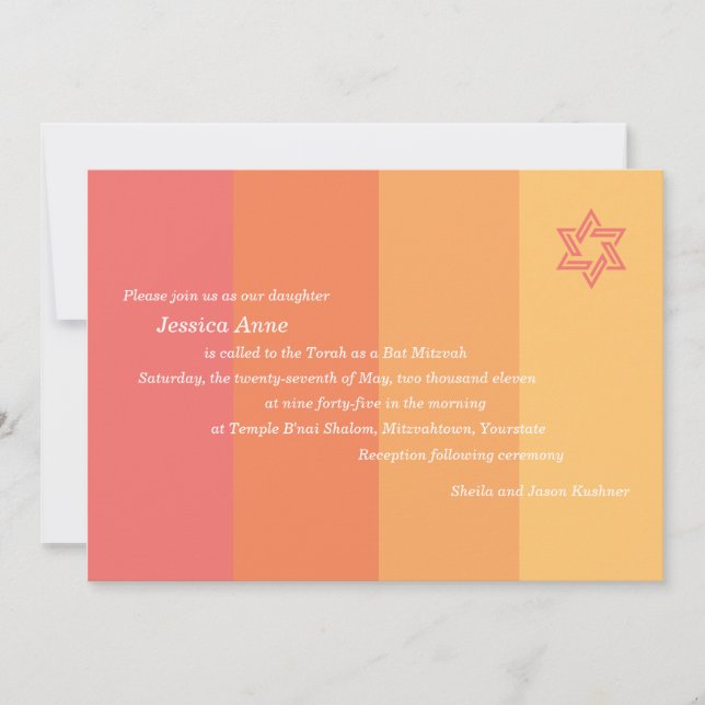 Tonal Citrus Bat Mitzvah invitation (Front)