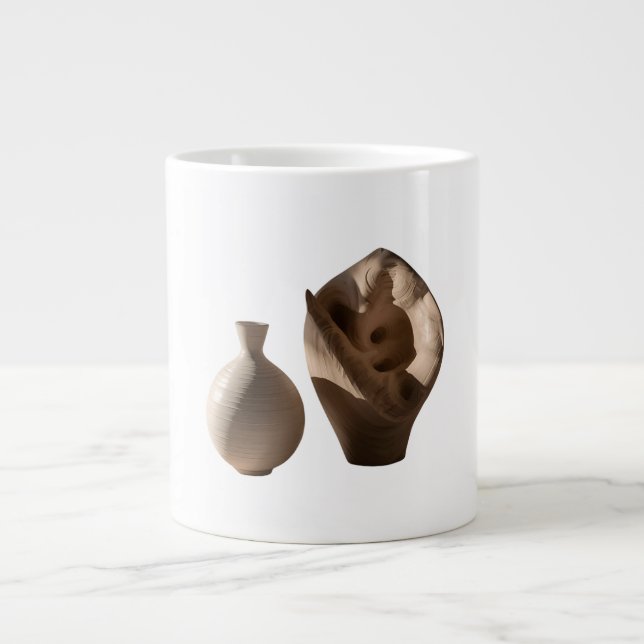 Tonal Clay Slip Casting Artisan Texture Giant Coffee Mug (Front)