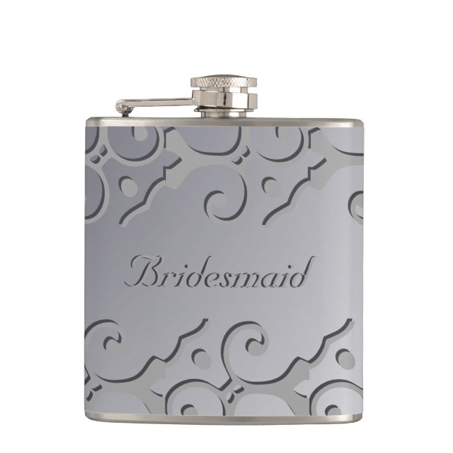 Tonal Elegance Silver BRIDESMAID Flask (Front)