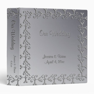 Tonal Elegance Silver Custom Wedding Album 3 Ring Binder
