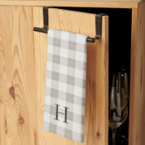 Tonal Farmhouse Plaid Monogram Kitchen Towel