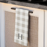 Tonal Farmhouse Plaid Monogram Kitchen Towel<br><div class="desc">On-trend farmhouse style monogrammed kitchen towels feature your single initial family monogram in classic lettering,  on a tonal buffalo plaid background in chic neutral colors.</div>