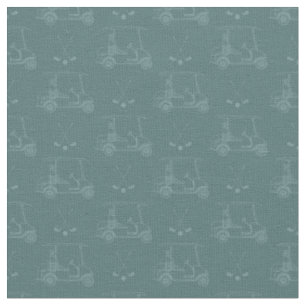 Tonal Golf Carts & Clubs on Dark Gray Cyan Fabric