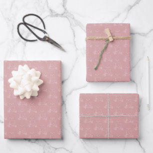 Tonal Golf Carts & Clubs on Dark Tea Rose Pink Wrapping Paper Sheets