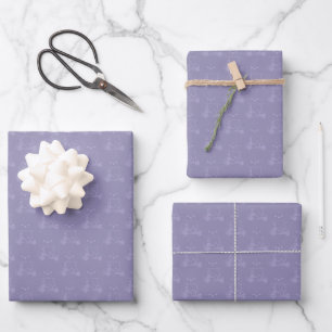 Tonal Golf Carts & Clubs on Light Gray Indigo Wrapping Paper Sheets